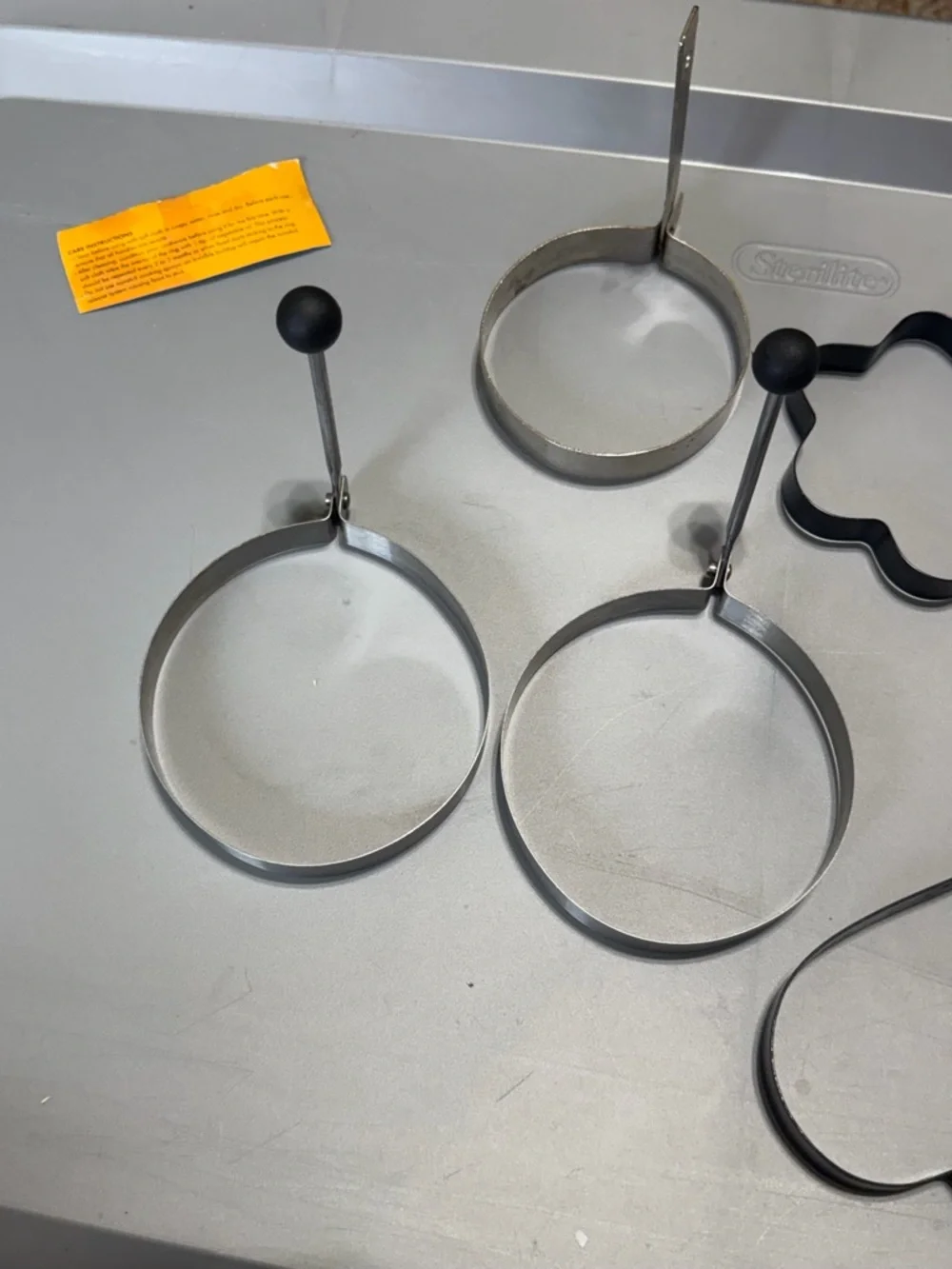 Black Nonstick Pancake and Egg‎ Ring Set with Wooden Handles lot of 7